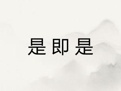 是即是 是即是