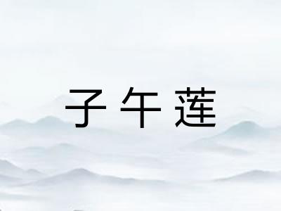 子午莲 子午莲