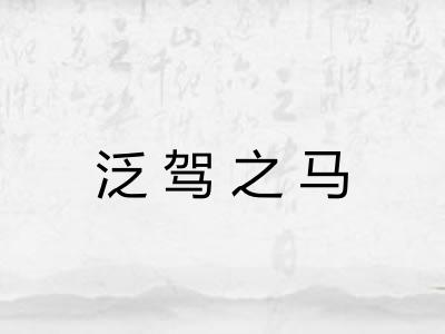 泛驾之马 泛驾之马