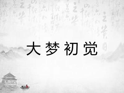 大梦初觉 大梦初觉