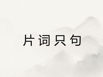 片词只句 片词只句