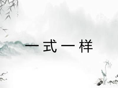 一式一样 一式一样