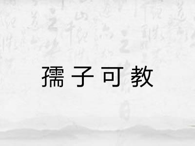 孺子可教 孺子可教