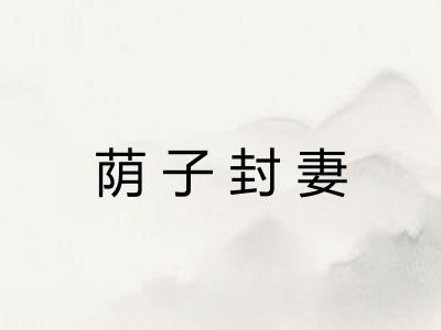 荫子封妻 荫子封妻