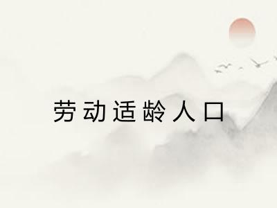 劳动适龄人口 劳动适龄人口