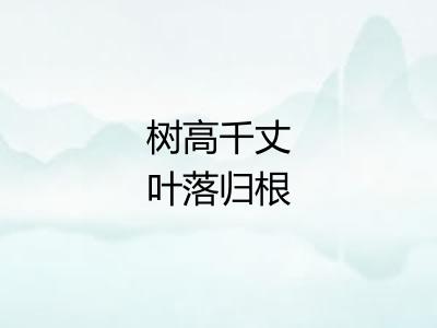 树高千丈叶落归根 树高千丈叶落归根